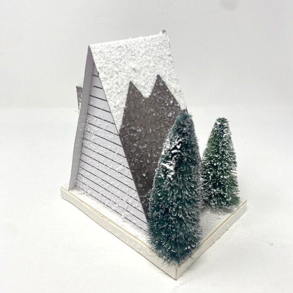 Target Wondershop Lit Paper Ski Lodge Bottle Brush Trees Christmas Village - Picture 5 of 9
